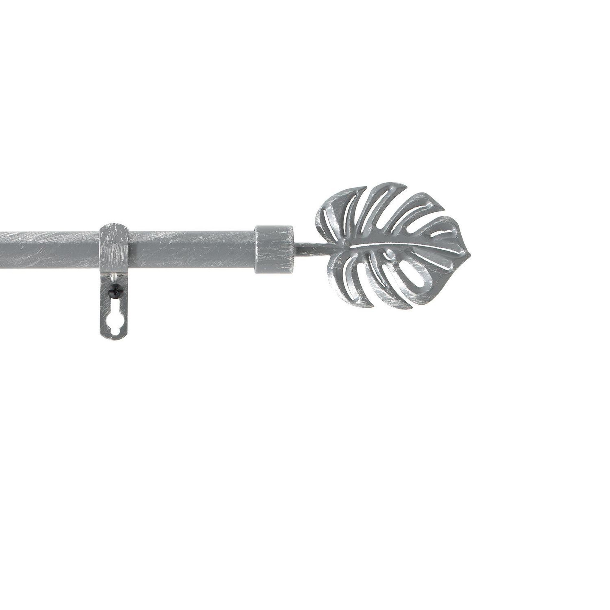 Douceur d'Intérieur Kit de tringle à rideaux extensible feuille -  l210 /l380 cm - patine gris