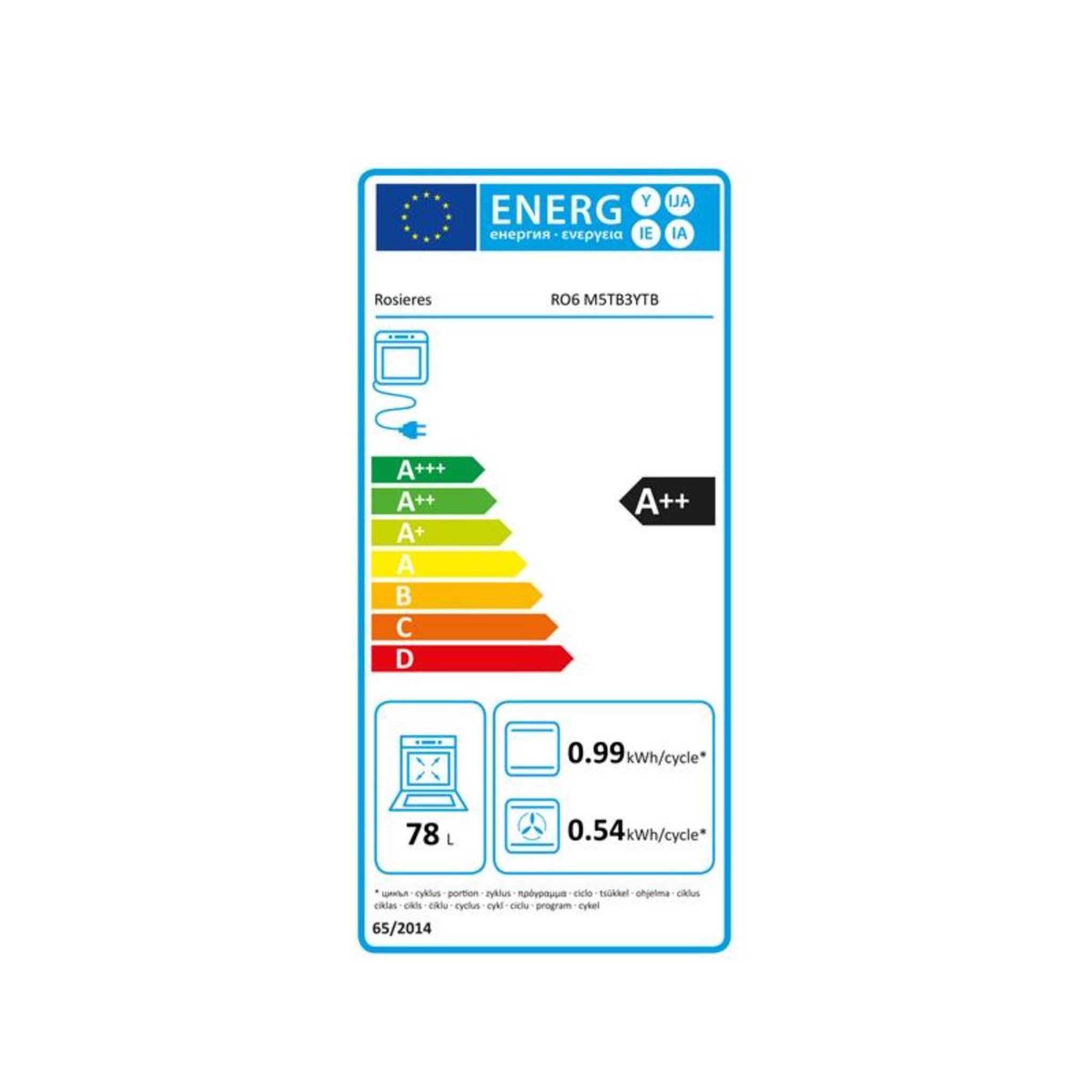 Voir la diapositive 2 : Rosieres Four intégrable 78l 60cm pyrolyse noir - ro6m5tb3ytb