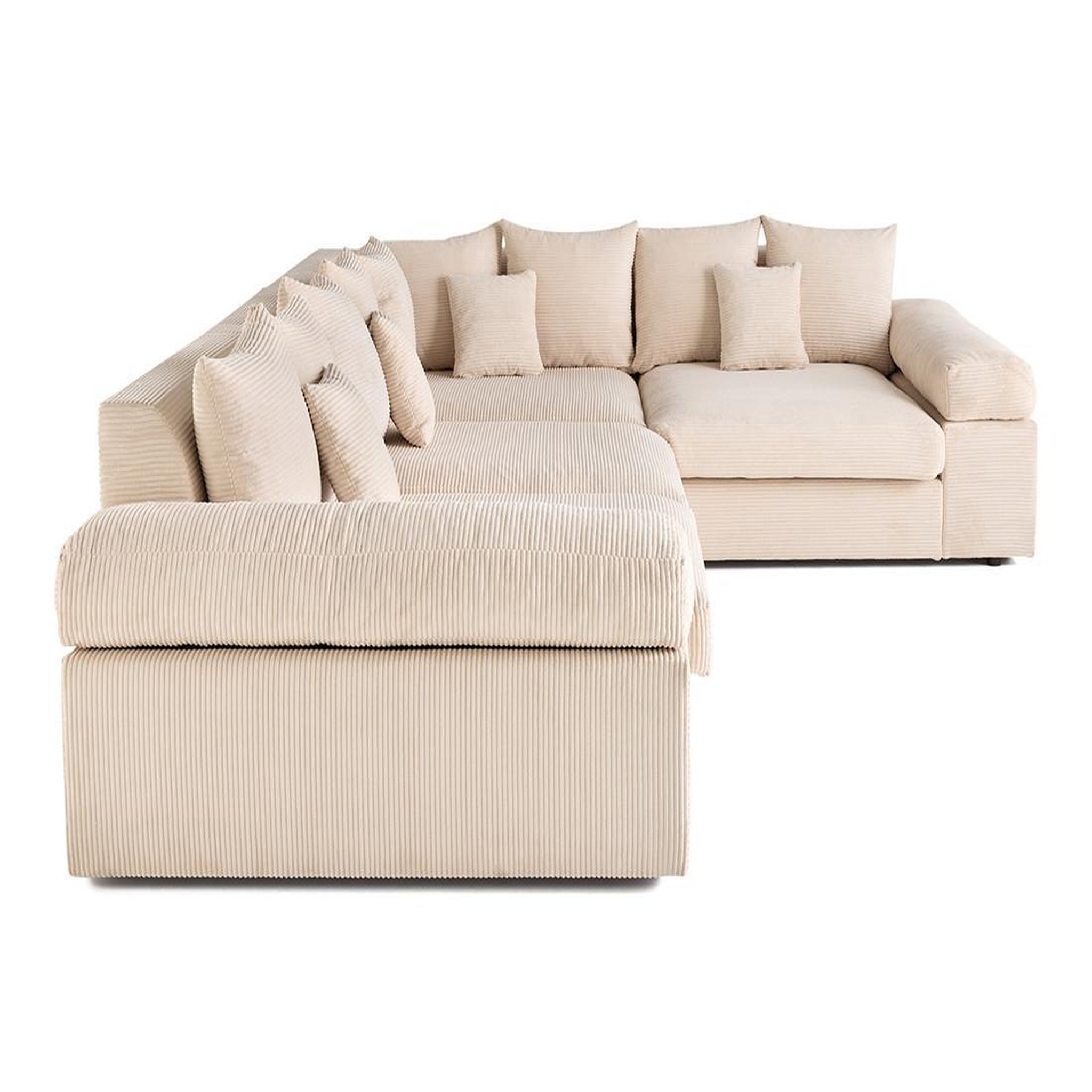 Voir la diapositive 4 : LISA DESIGN Aspen - canapé d'angle réversible 5 places - assise profonde - en velours côtelé