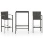 Voir la diapositive 2 : VIDAXL Ensemble de bar de jardin 3 pcs Resine tressee Gris