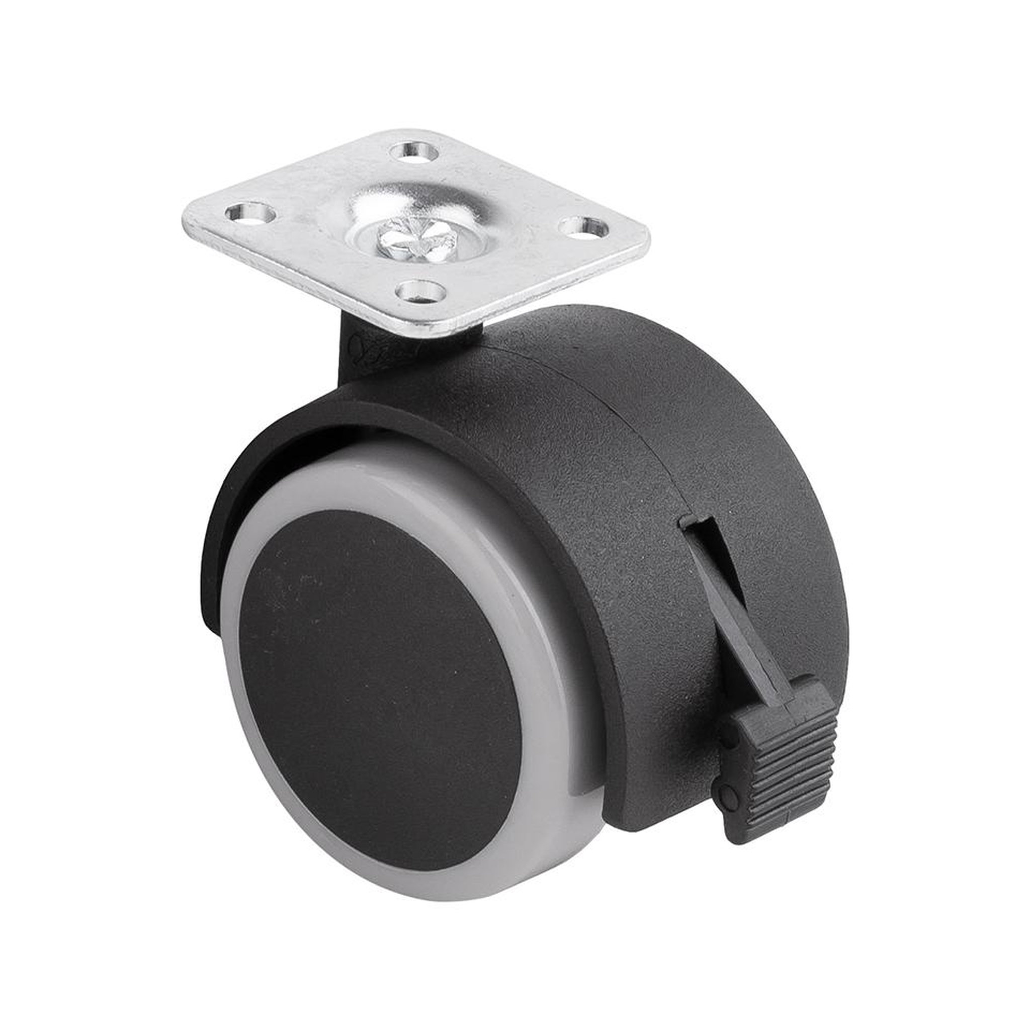 CENTRALE BRICO Roulette de meuble avec bande de roulement souple o50mm avec plaque et frein gri