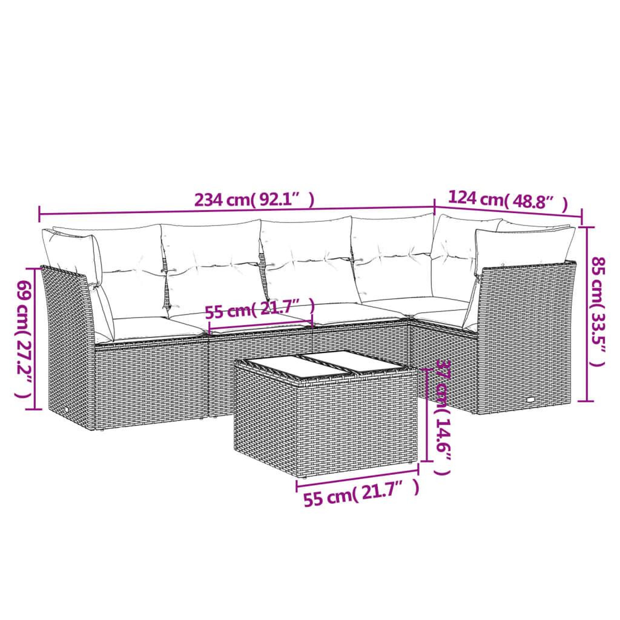 Voir la diapositive 4 : VIDAXL Salon de jardin 6 pcs avec coussins gris resine tressee