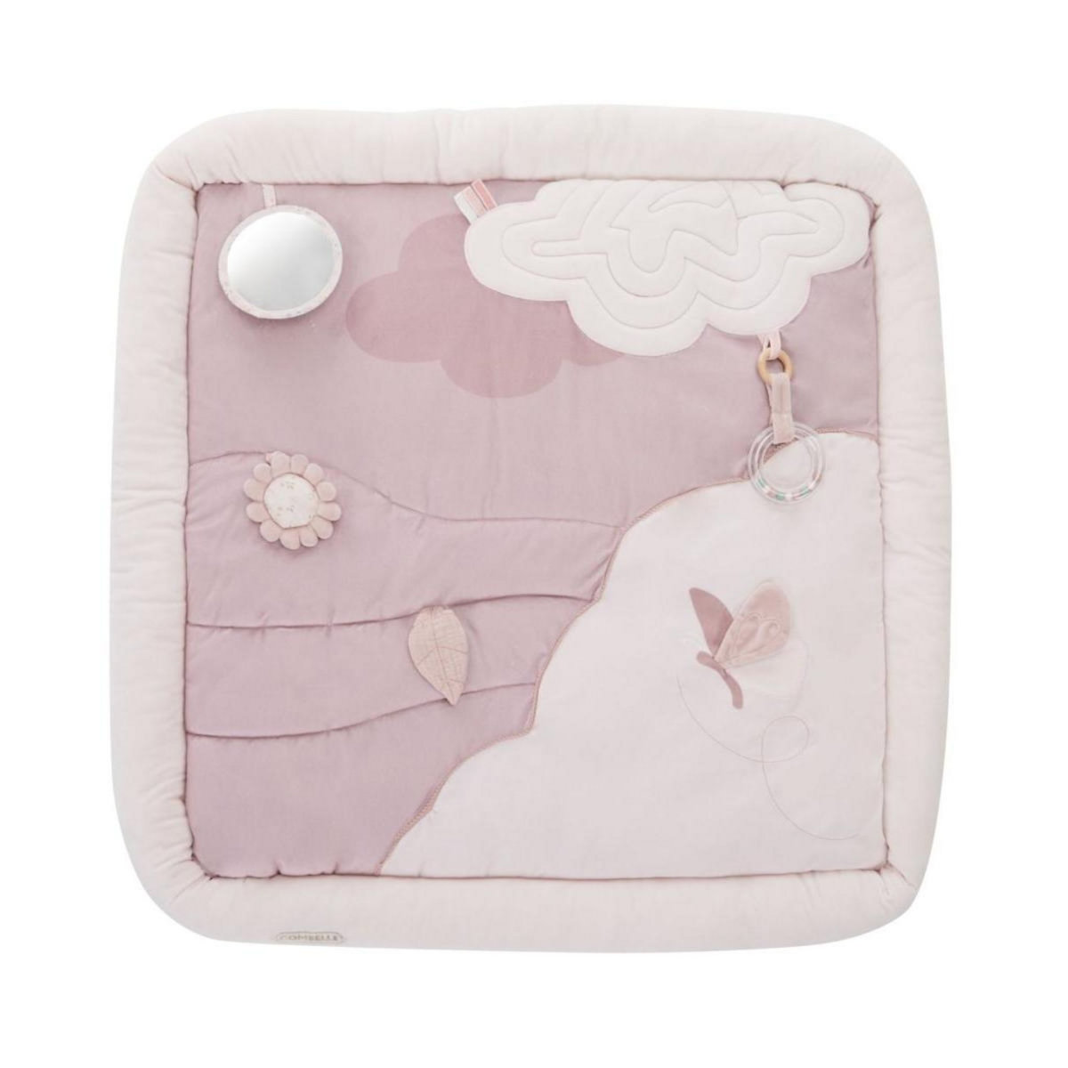 COMBELLE Tapis d'éveil ouatiné soft boa avec arche de jeux rose