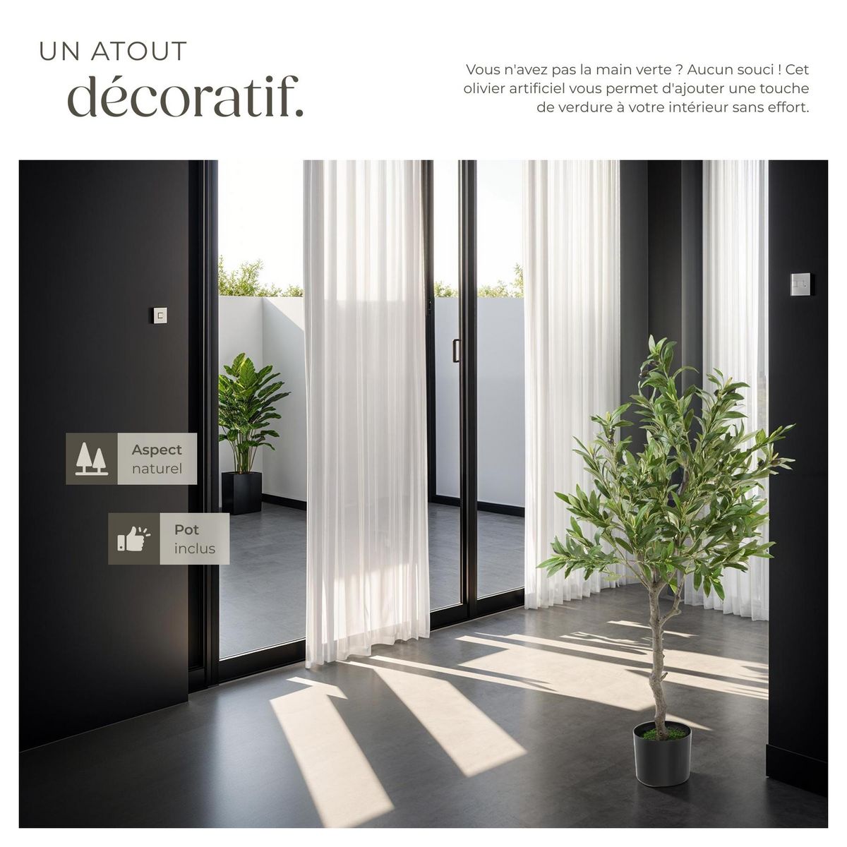 tectake Olivier artificiel design très réaliste vert