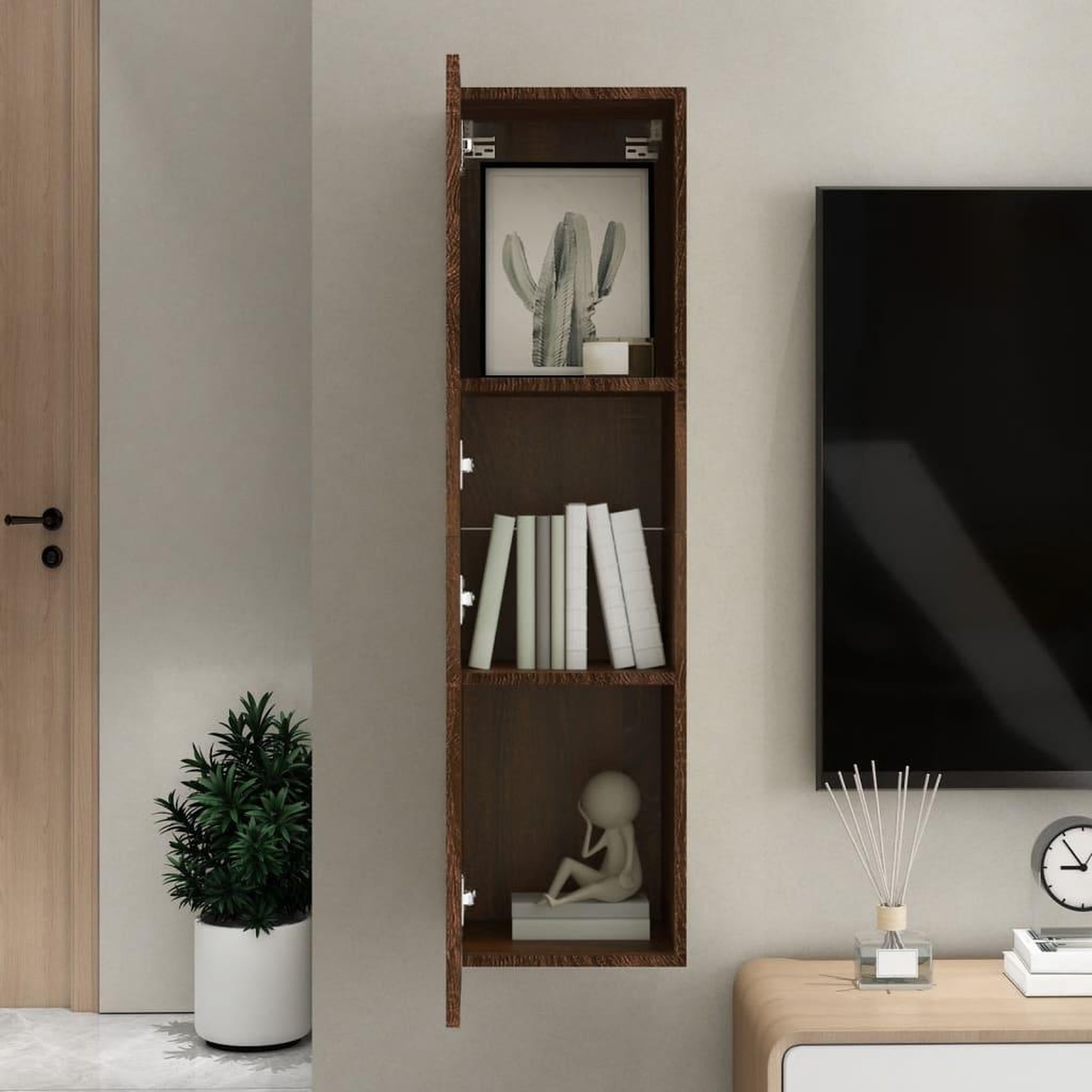 Voir la diapositive 3 : VIDAXL Meuble TV mural Chene marron 30,5x30x110 cm