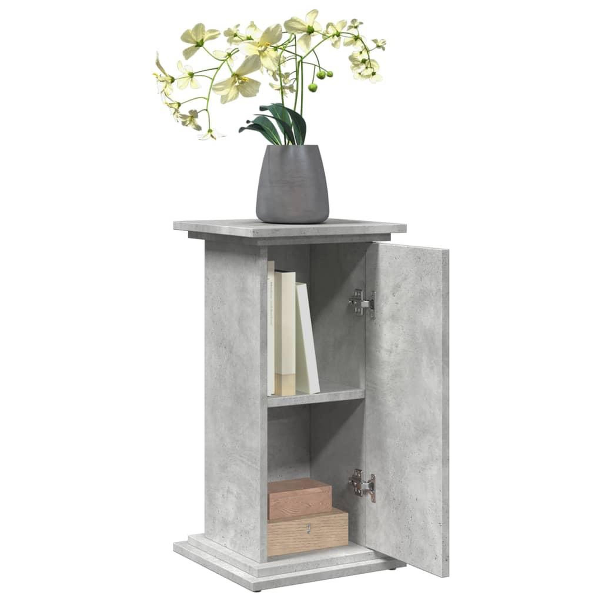 Voir la diapositive 4 : VIDAXL Piedestal avec rangement gris beton 31x30x60 cm bois ingenierie