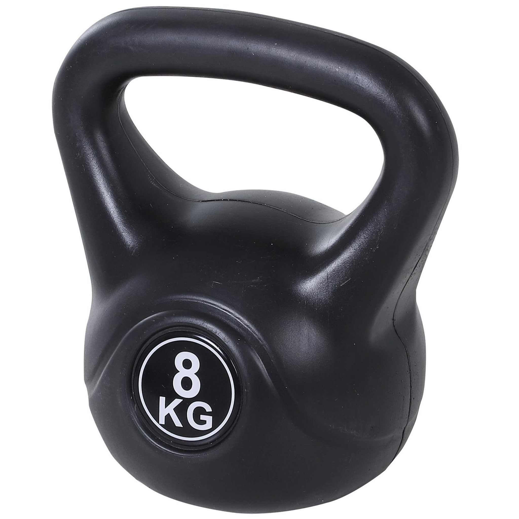 HOMCOM Kettlebell 8 kg - haltère boule - poignée ergonomique - pvc noir