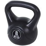 HOMCOM Kettlebell 8 Kg - haltère boule - poignée ergonomique - PVC noir