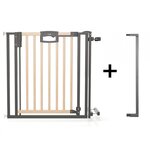 GEUTHER Barrière d'Escalier à Pression Easylock Plus en Bois et Métal - 92 cm à 100,5 cm - Couleur Nature et Noir