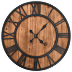 VIDAXL Horloge murale vintage a quartz Bois et metal 60 cm XXL