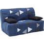 Voir la diapositive 3 : MARKET24 Banquette BZ DREAM - Tissu 100% Coton bikini bleu - Couchage 140x190 cm - L145 x P100 x H90 cm