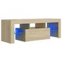 Voir la diapositive 2 : VIDAXL Meuble TV avec lumieres LED chene sonoma 120x35x40 cm