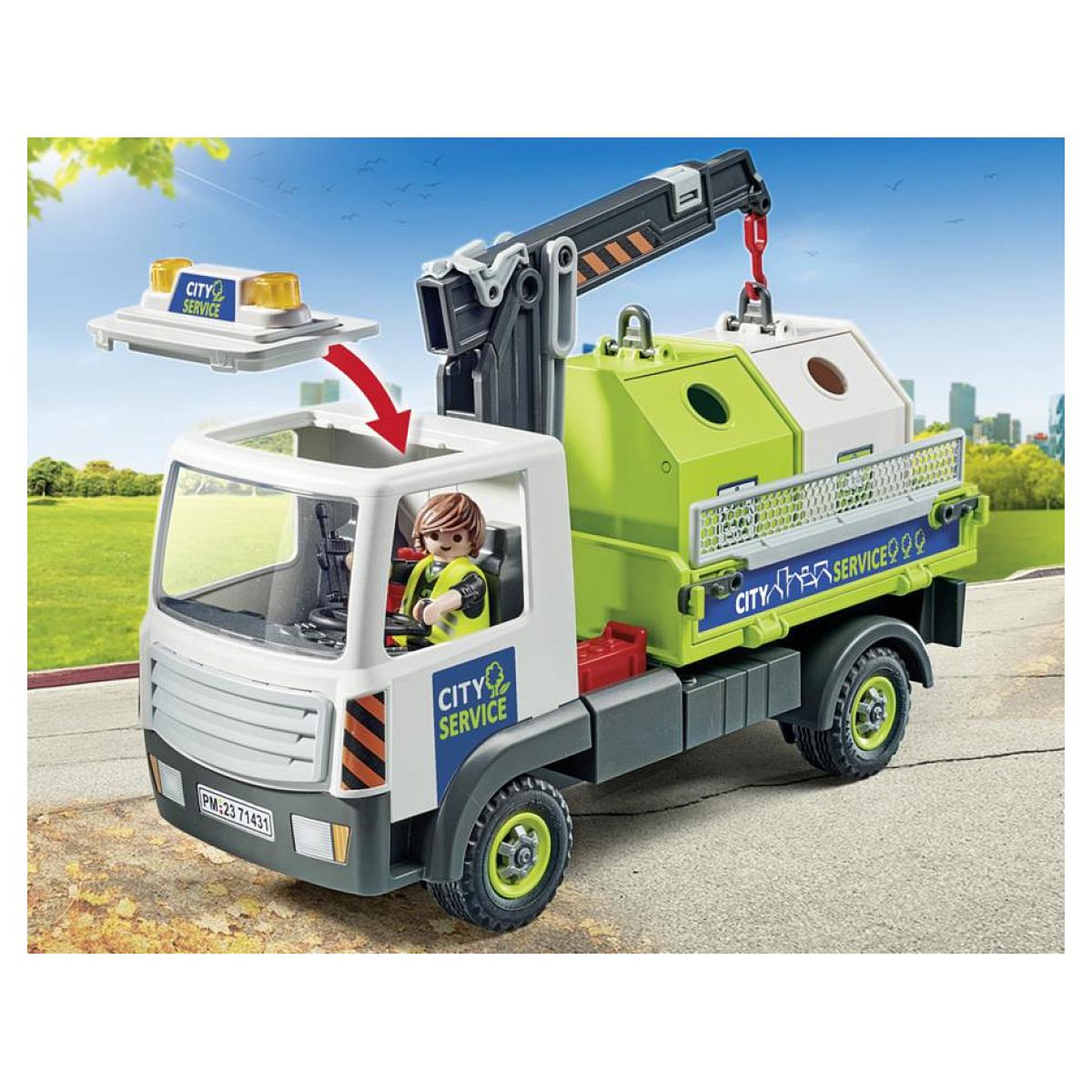Voir la diapositive 4 : PLAYMOBIL 71431 Camion-grue de recyclage de verre