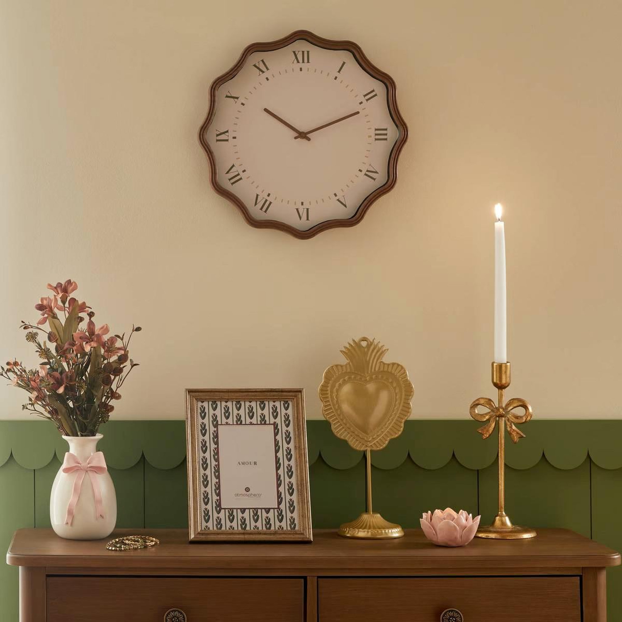 Voir la diapositive 4 : ATMOSPHERA Horloge murale vintage  mona  38cm marron