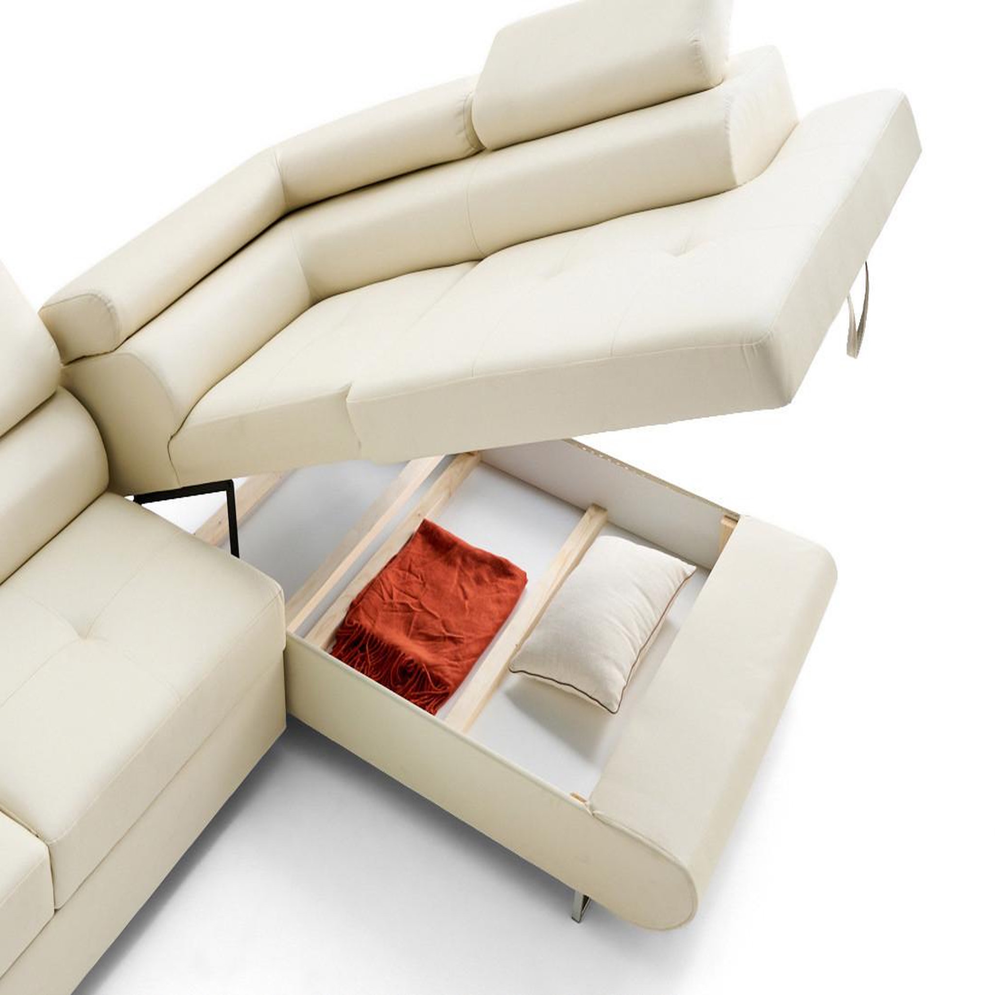 Voir la diapositive 6 : LISA DESIGN Zaria - canapé d'angle droit 5 places convertible avec coffre et têtières en simili
