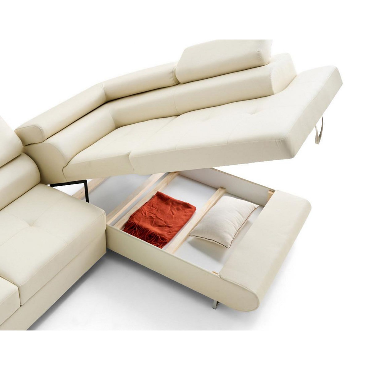 LISA DESIGN Zaria - canapé d'angle droit 5 places convertible avec coffre et têtières en simili