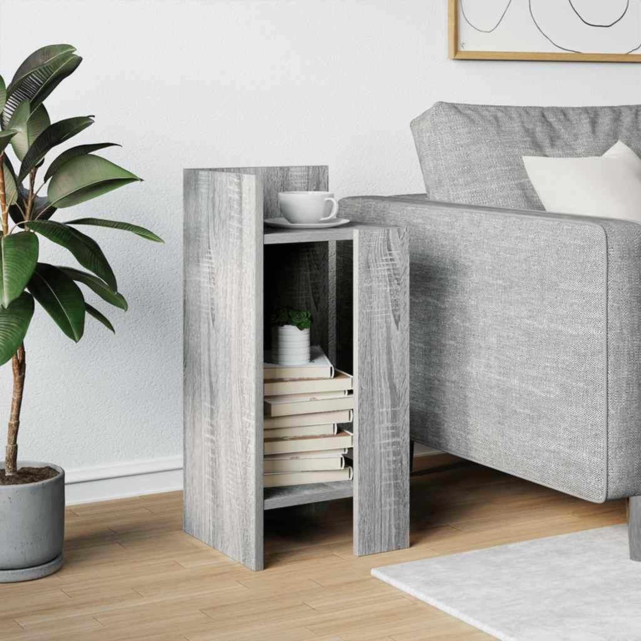 Voir la diapositive 3 : VIDAXL Table d'appoint avec etagere sonoma gris 25,5x27x60 cm