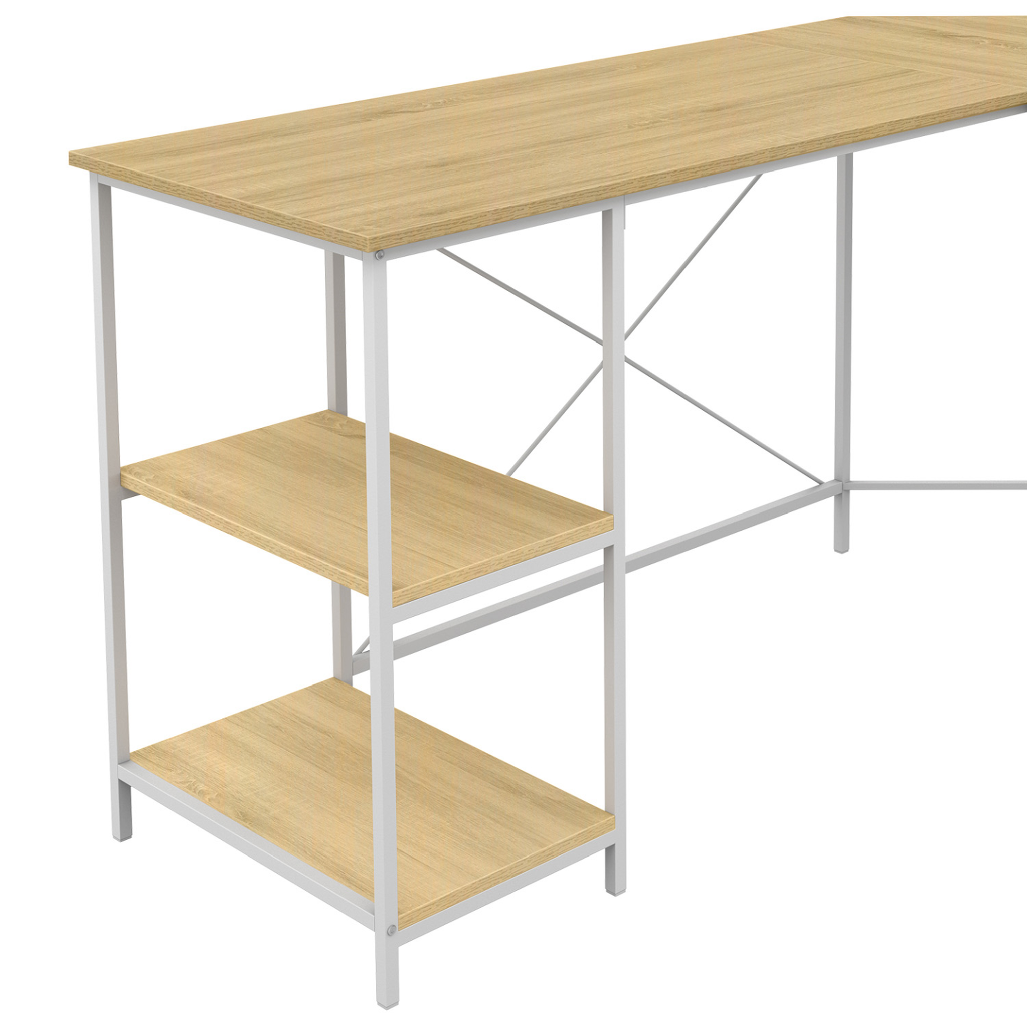 Voir la diapositive 5 : ID MARKET Bureau d'angle en forme de l detroit design industriel bois et métal blanc