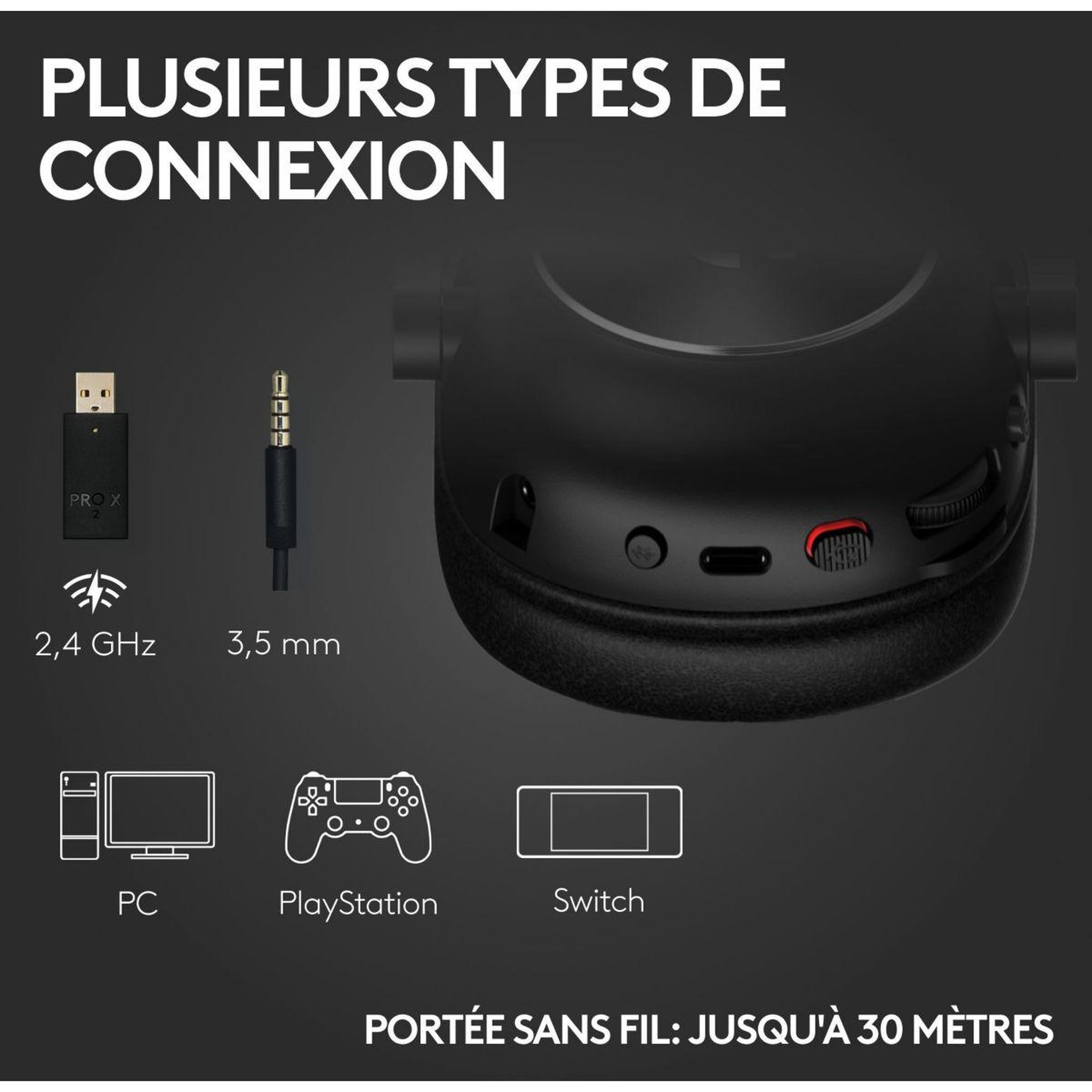 Voir la diapositive 5 : Logitech Casque gamer G PRO X 2 Lightspeed + Support