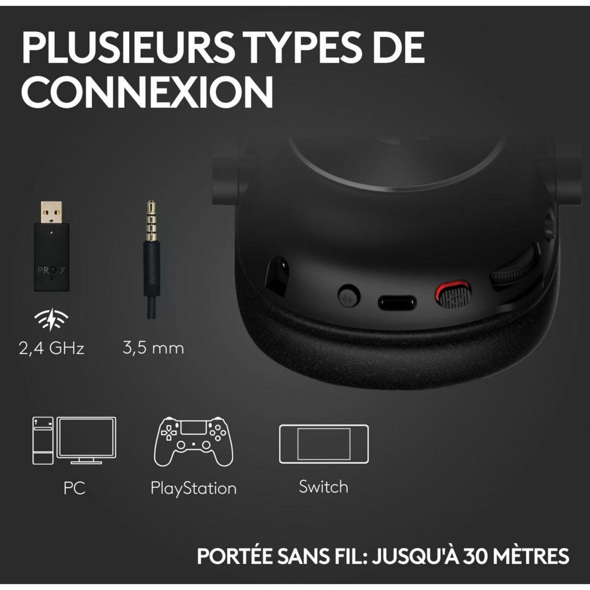 Logitech Casque gamer G PRO X 2 Lightspeed + Support