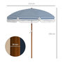 Voir la diapositive 3 : OUTSUNNY Parasol inclinable de jardin Ø 213 cm style vintage franges bleu blanc