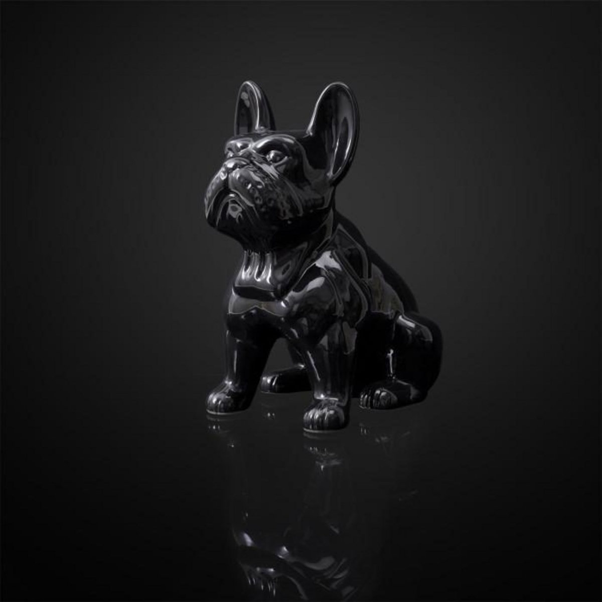 Paris Prix Statuette Déco en Céramique  Bulldog  30cm Noir