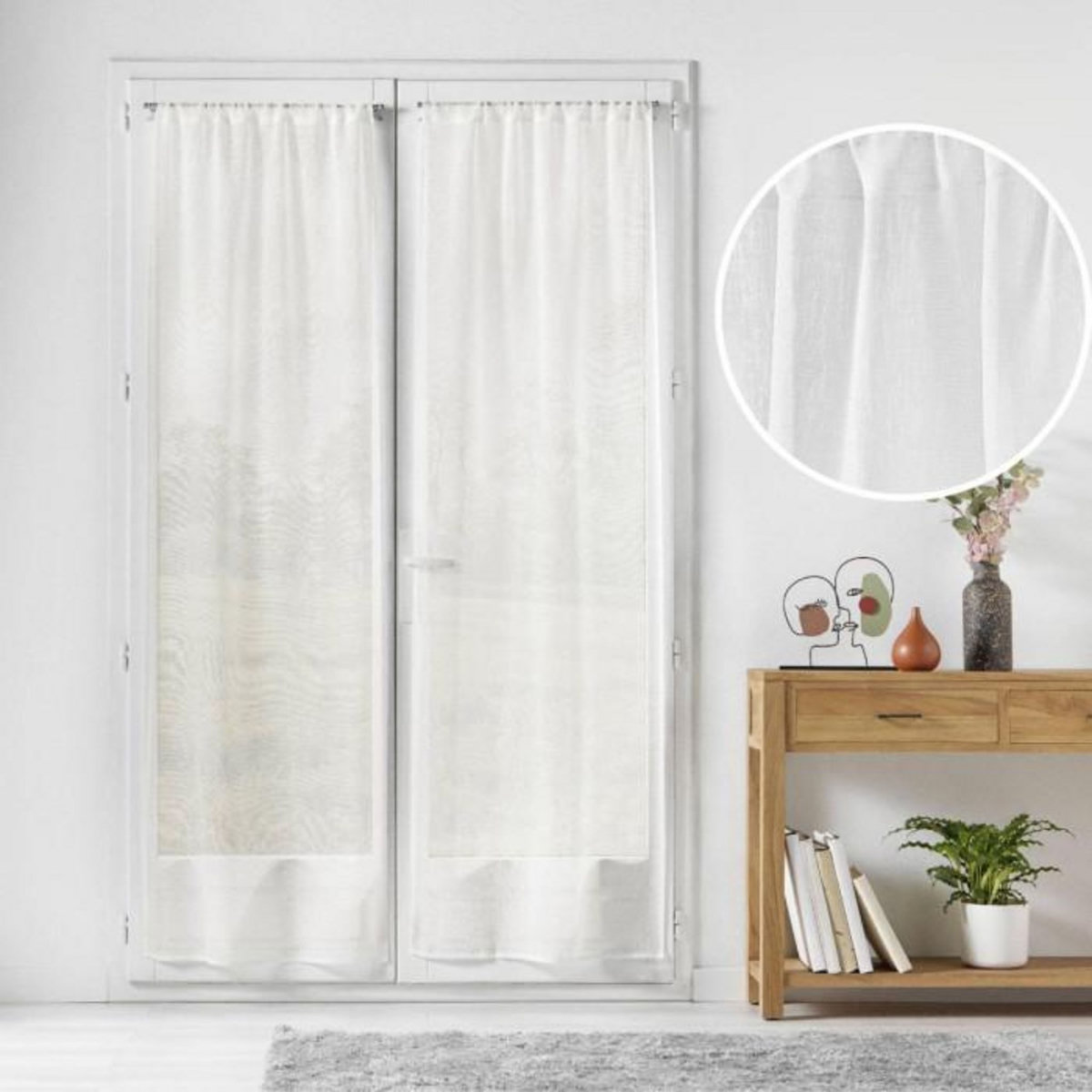 Paris Prix Paire de Voilages Passe-Tringle  Carlin  70x240cm Naturel