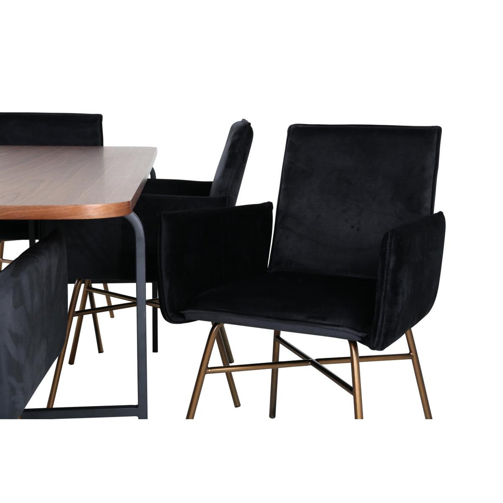 Voir la diapositive 4 : Paris Prix Ensemble table à manger & 6 chaises  uno & petra  200cm noir, cuivre & marron