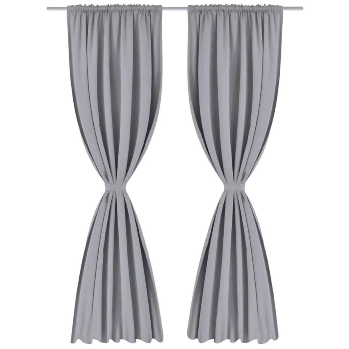 VIDAXL Rideaux occultants a fentes 2 pcs Gris 135 x 245 cm