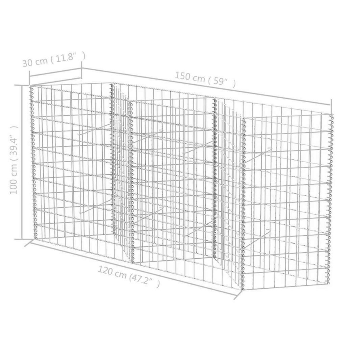 VIDAXL Panier de gabion Acier galvanise 120x30x100 cm