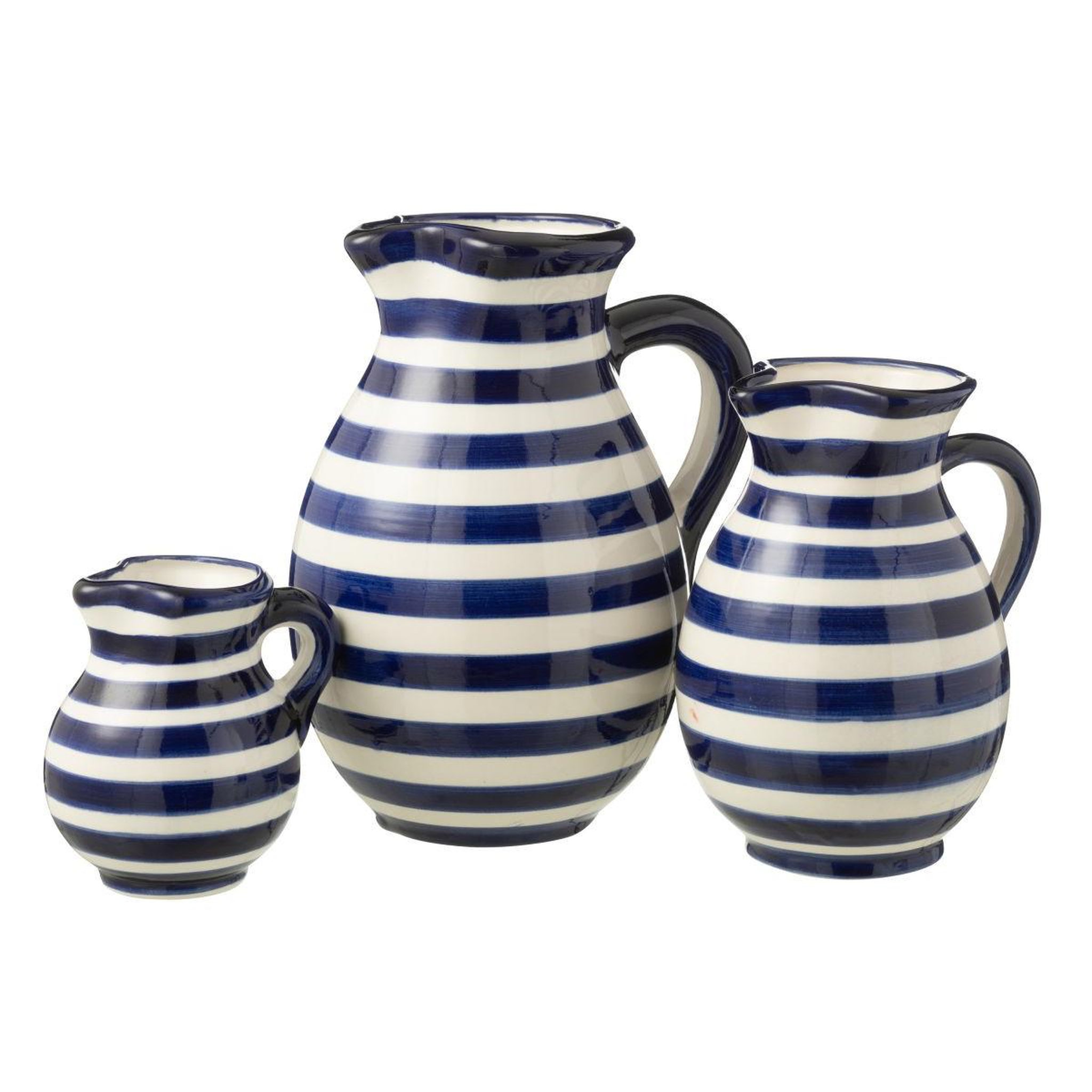 Voir la diapositive 2 : J-LINE Pichet en céramique  granada rayure  0,5l bleu cobalt