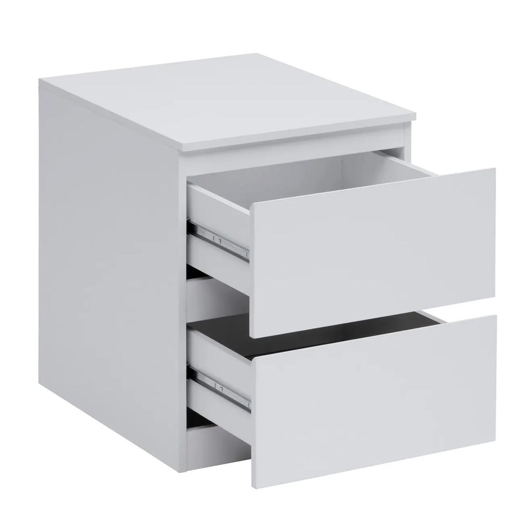 Voir la diapositive 2 : FIVE Table de chevet 2 tiroirs design  dolo  50cm blanc