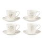 Voir la diapositive 1 : Paris Prix Lot de 4 Tasses à Thé & Sous-Tasses  Cœur  22cl Blanc