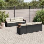 VIDAXL Salon de jardin 9 pcs avec coussins noir resine tressee