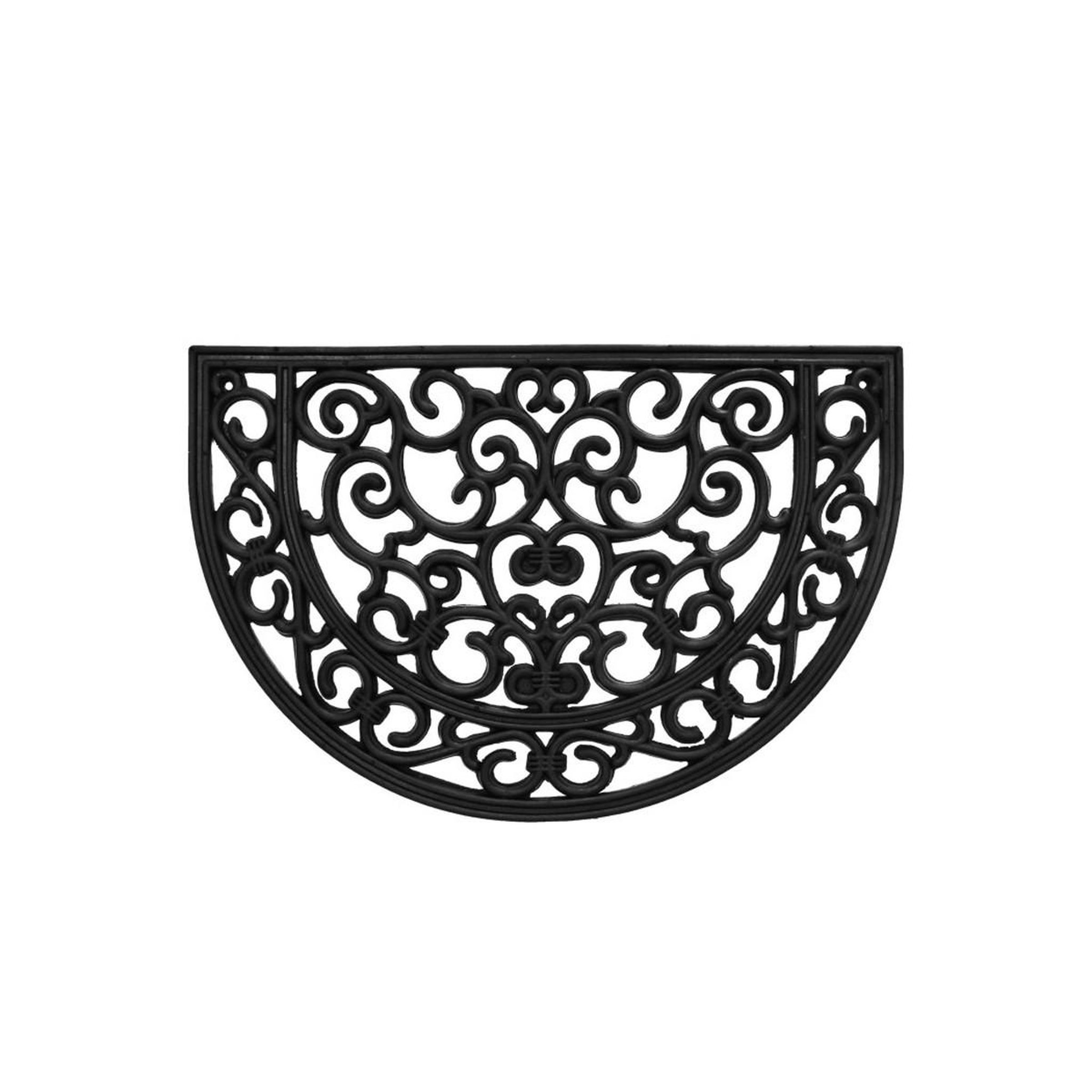 Douceur d'Intérieur Tapis d'Entrée Demi-Lune Baroque  Odelin  40x60cm Noir