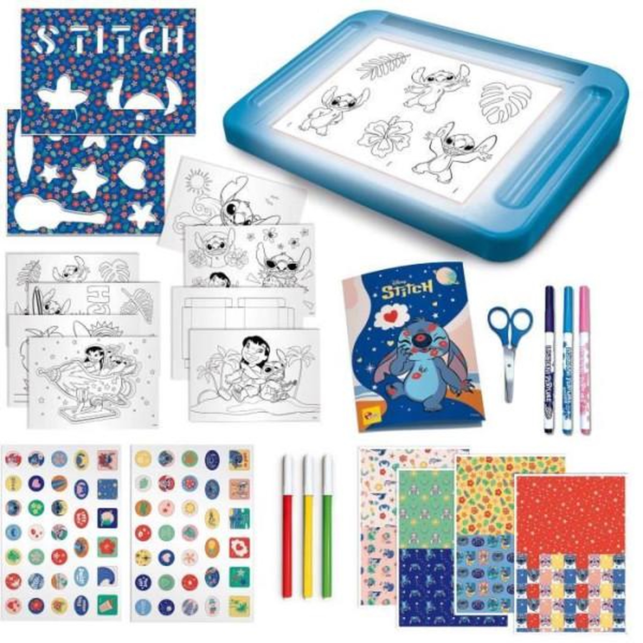 Voir la diapositive 3 : LISCIANI GIOCHI Kit de dessin - LISCIANIGIOCHI - STITCH - Table lumineuse - Modeles, Feutres