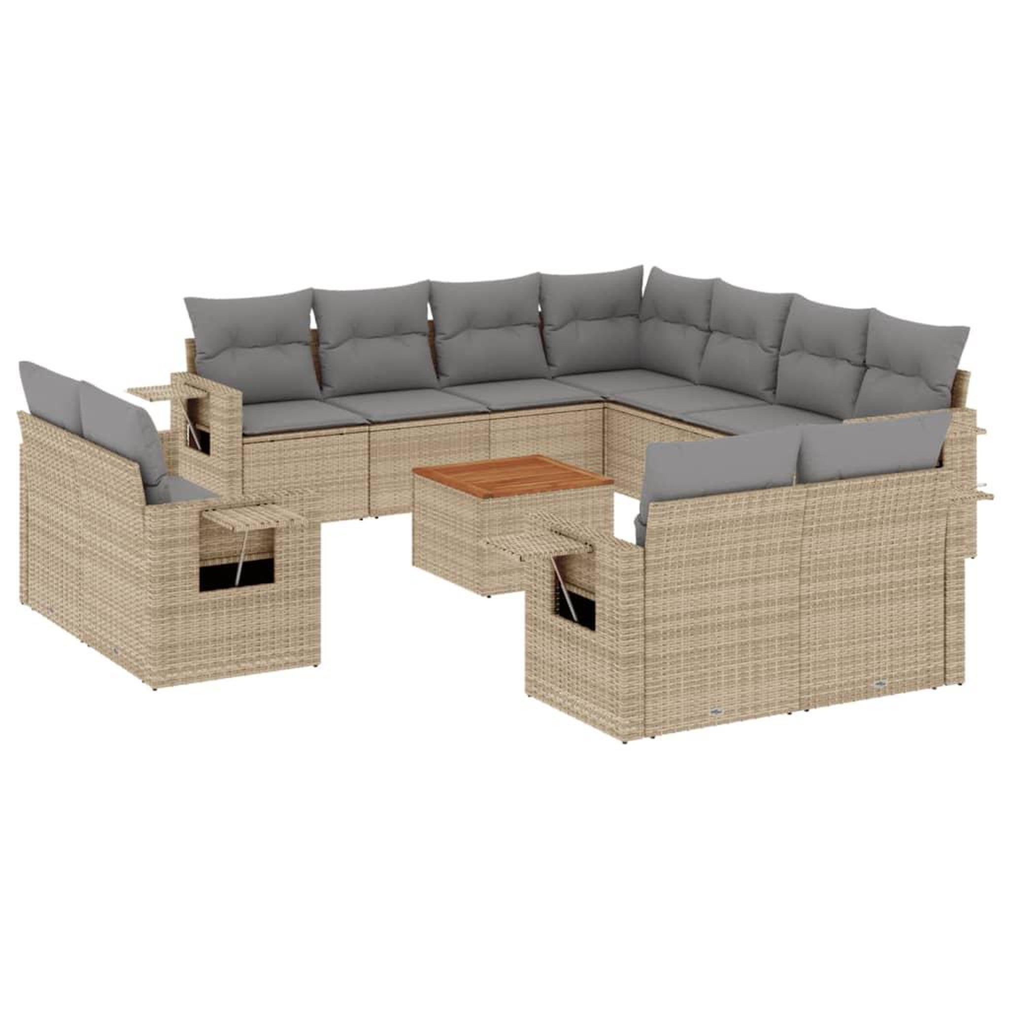 Voir la diapositive 2 : VIDAXL Salon de jardin et coussins 12 pcs melange beige resine tressee