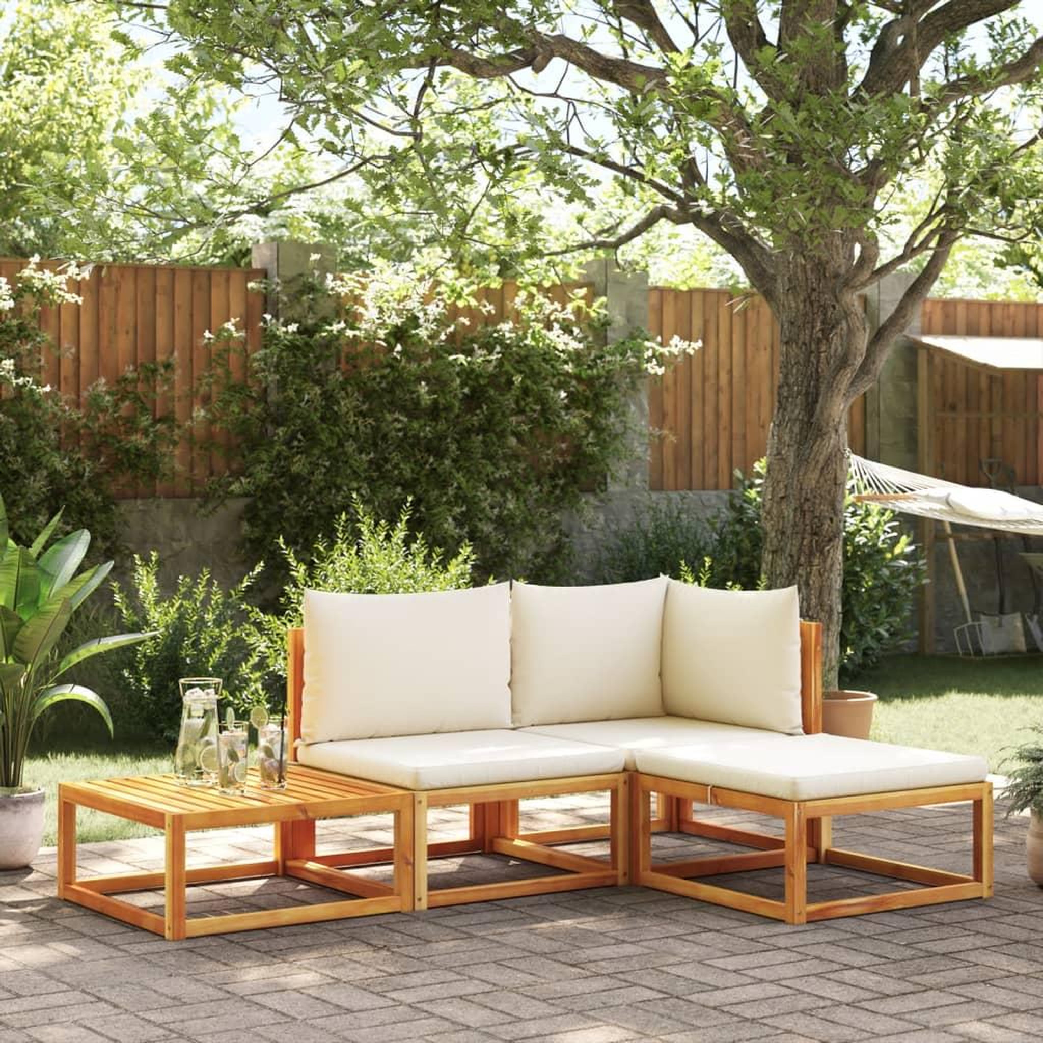 VIDAXL Salon de jardin avec coussins 4 pcs bois d'acacia massif