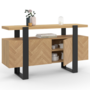Voir la diapositive 4 : ID MARKET Buffet 140 cm CASSIUS 4 portes effet chevrons et noir