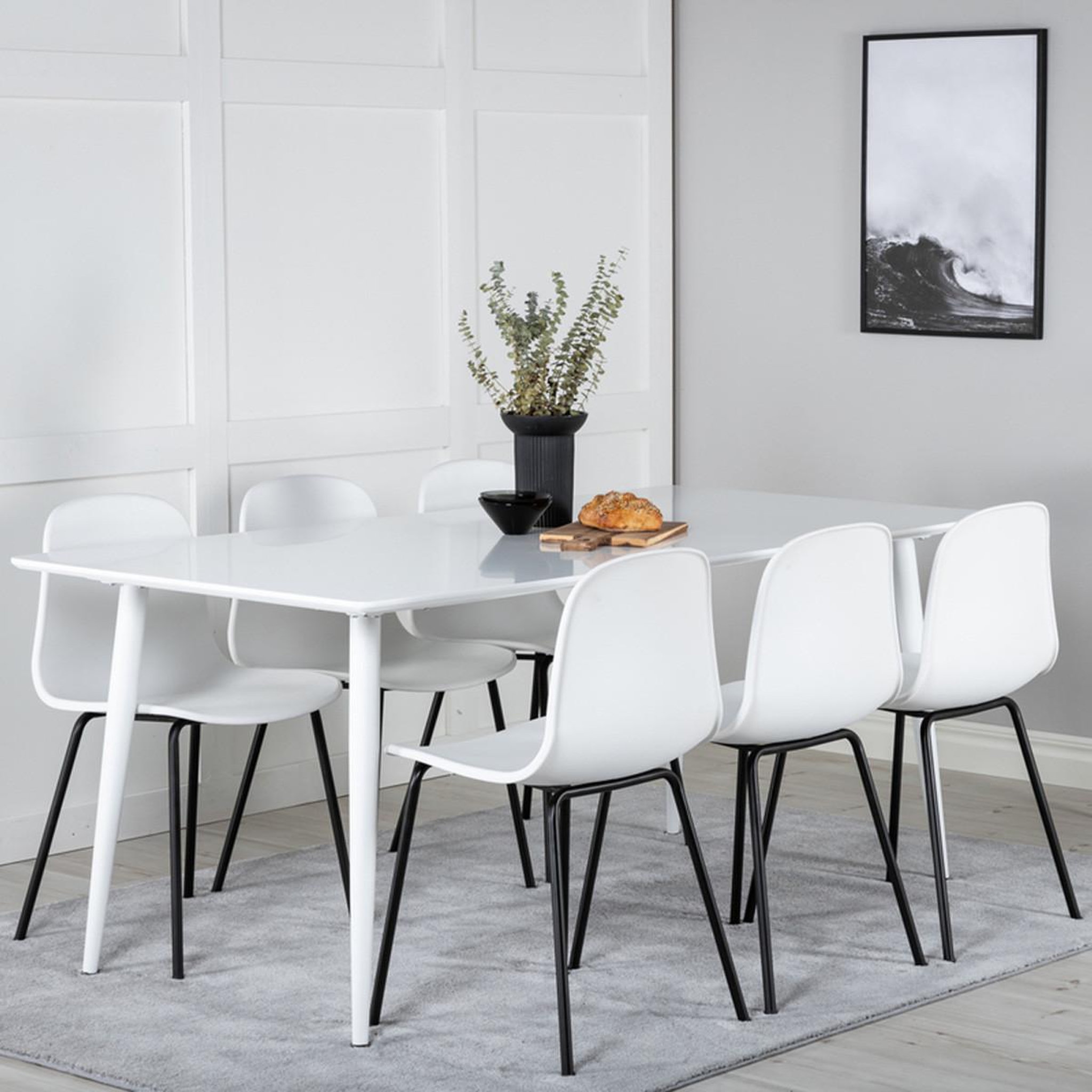 Voir la diapositive 6 : Paris Prix Ensemble table à manger & 6 chaises  polar & artic  180cm blanc