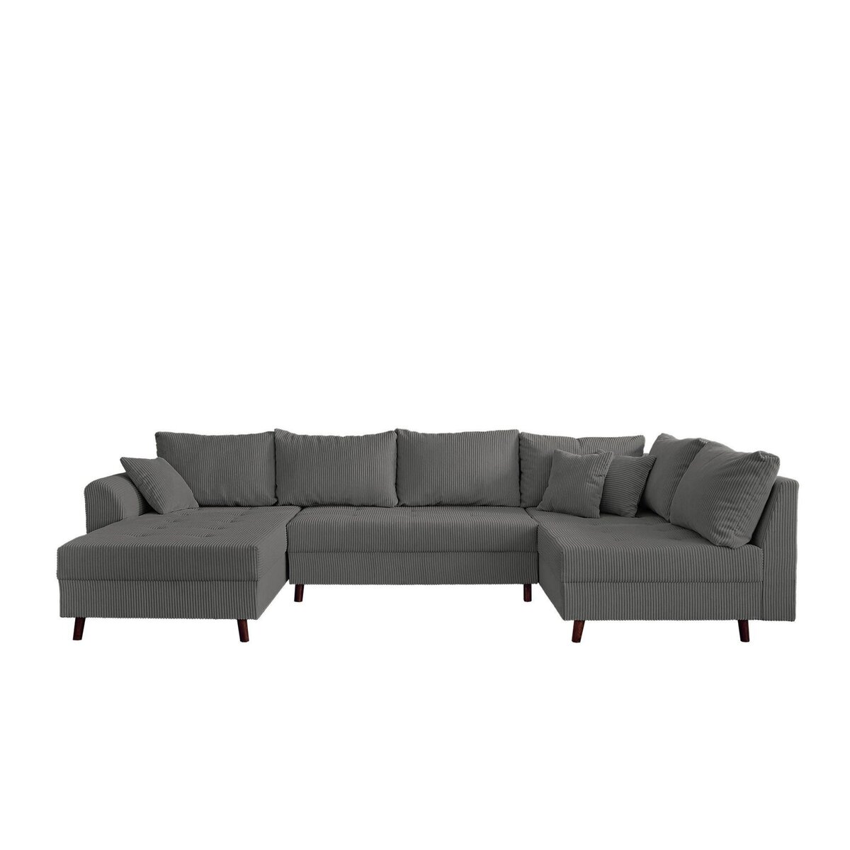 LISA DESIGN Rune - canapé panoramique d'angle droit - 7 places - en velours côtelé