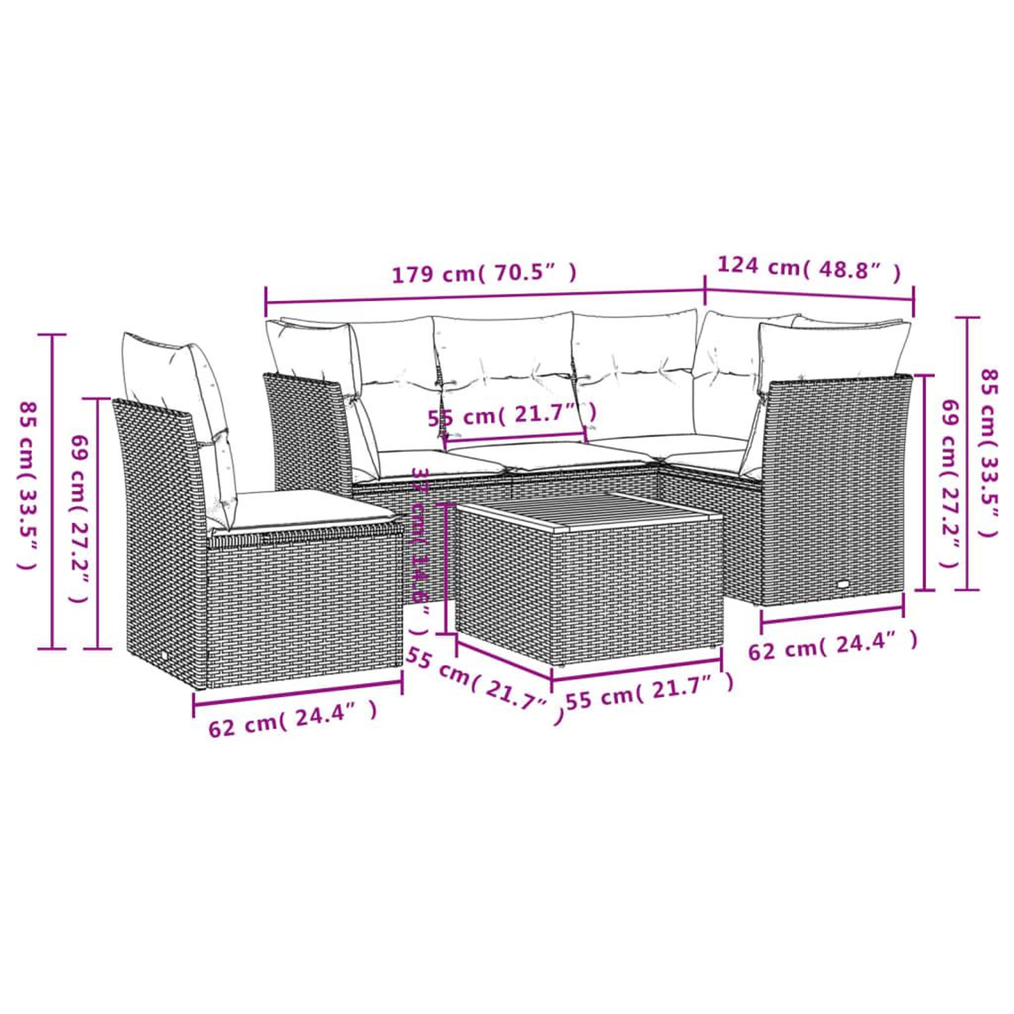 Voir la diapositive 3 : VIDAXL Salon de jardin 6 pcs avec coussins noir resine tressee
