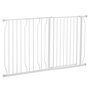 Voir la diapositive 1 : PAWHUT Barrière de sécurité animaux - longueur réglable dim. 75-145 cm - porte double verrouillage, ouverture double sens -sans perçage - acier ABS blanc