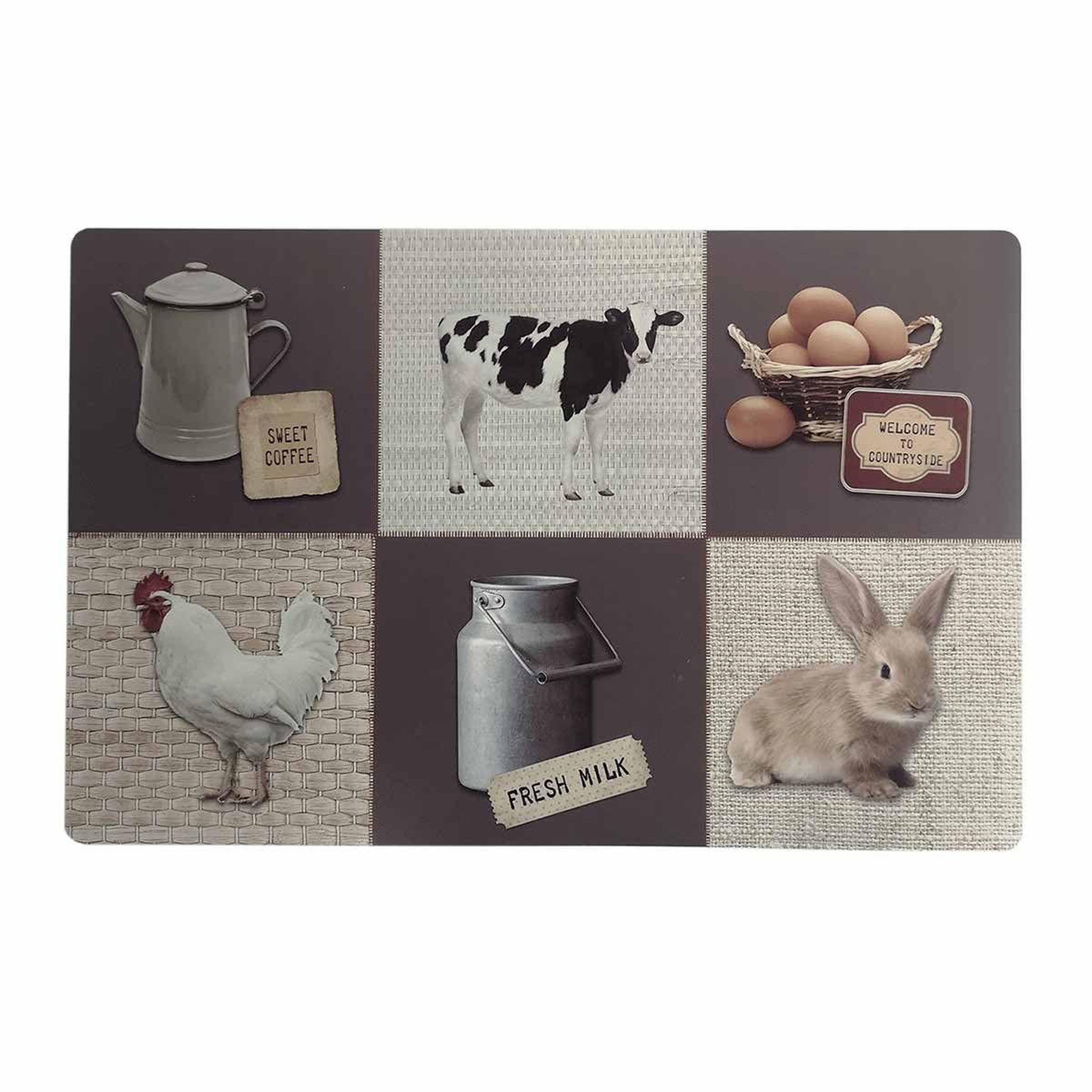 Voir la diapositive 2 : Douceur d'Intérieur Set de table imprimé  fermette  28x44cm taupe