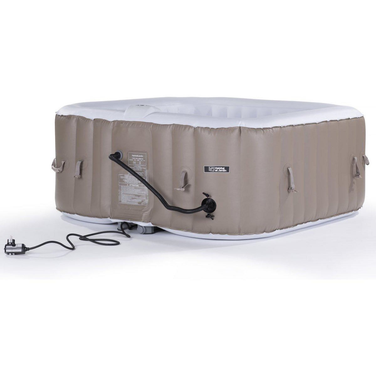Habitat et Jardin SPA GONFLABLE MONAC EN PVC - 6 PLACES - TAUPE/CREME