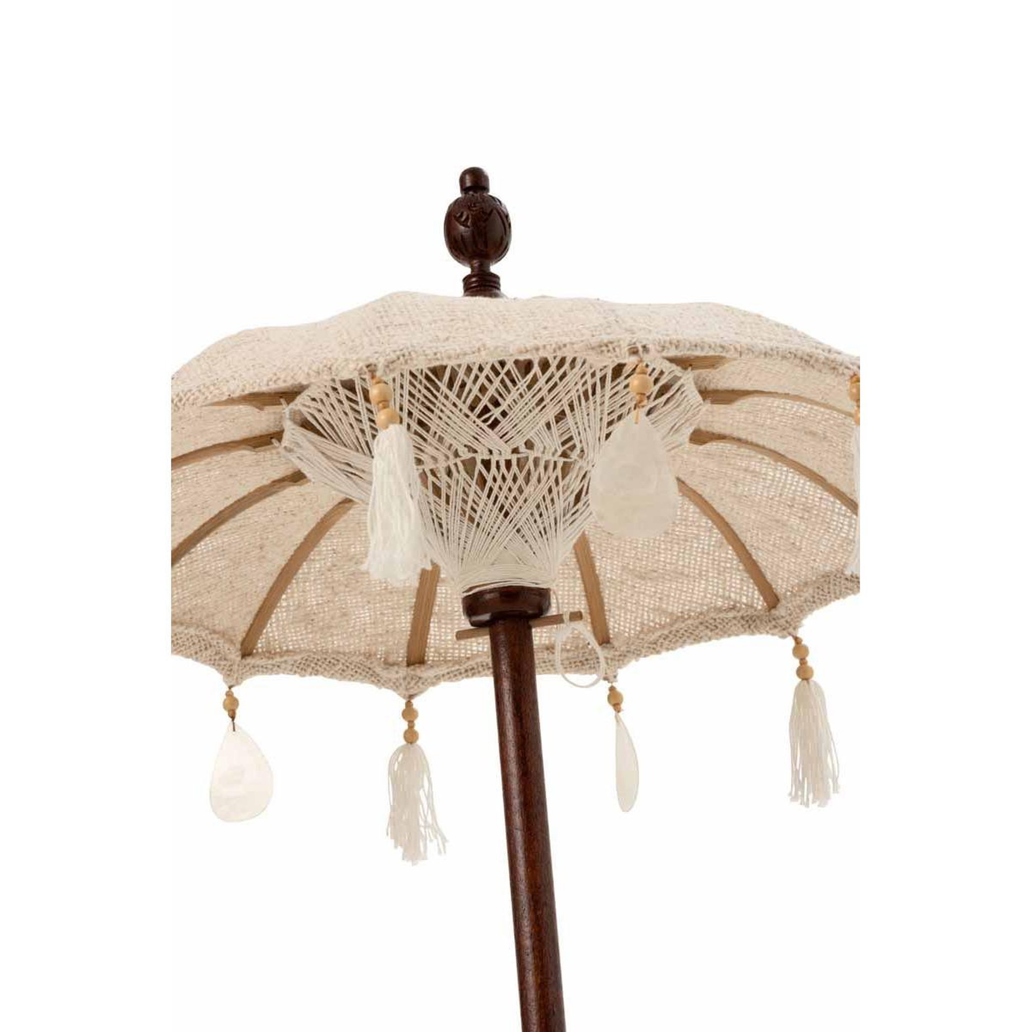 Voir la diapositive 4 : J-LINE Parasol Déco  Pompons & Coquillages  90cm Beige