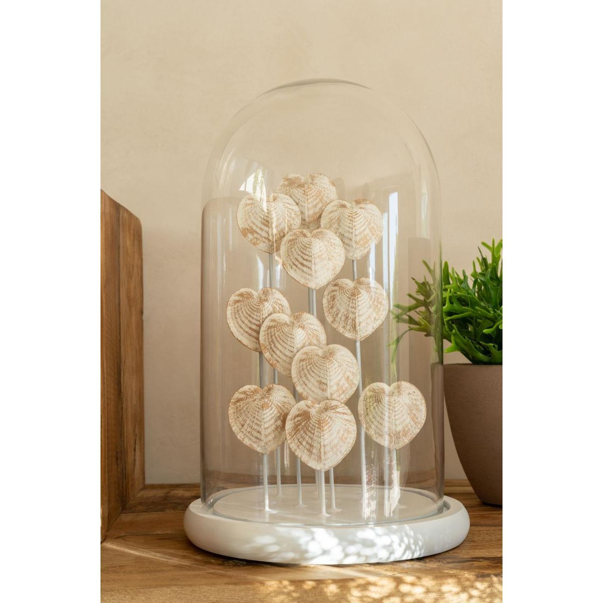 Voir la diapositive 3 : J-LINE Cloche déco en verre  coquillage  38cm bronze
