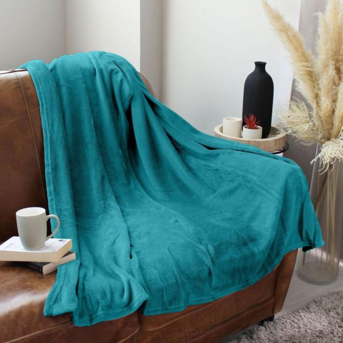 Paris Prix Plaid Polaire Uni  Coral Fleece  125x150cm Bleu Canard