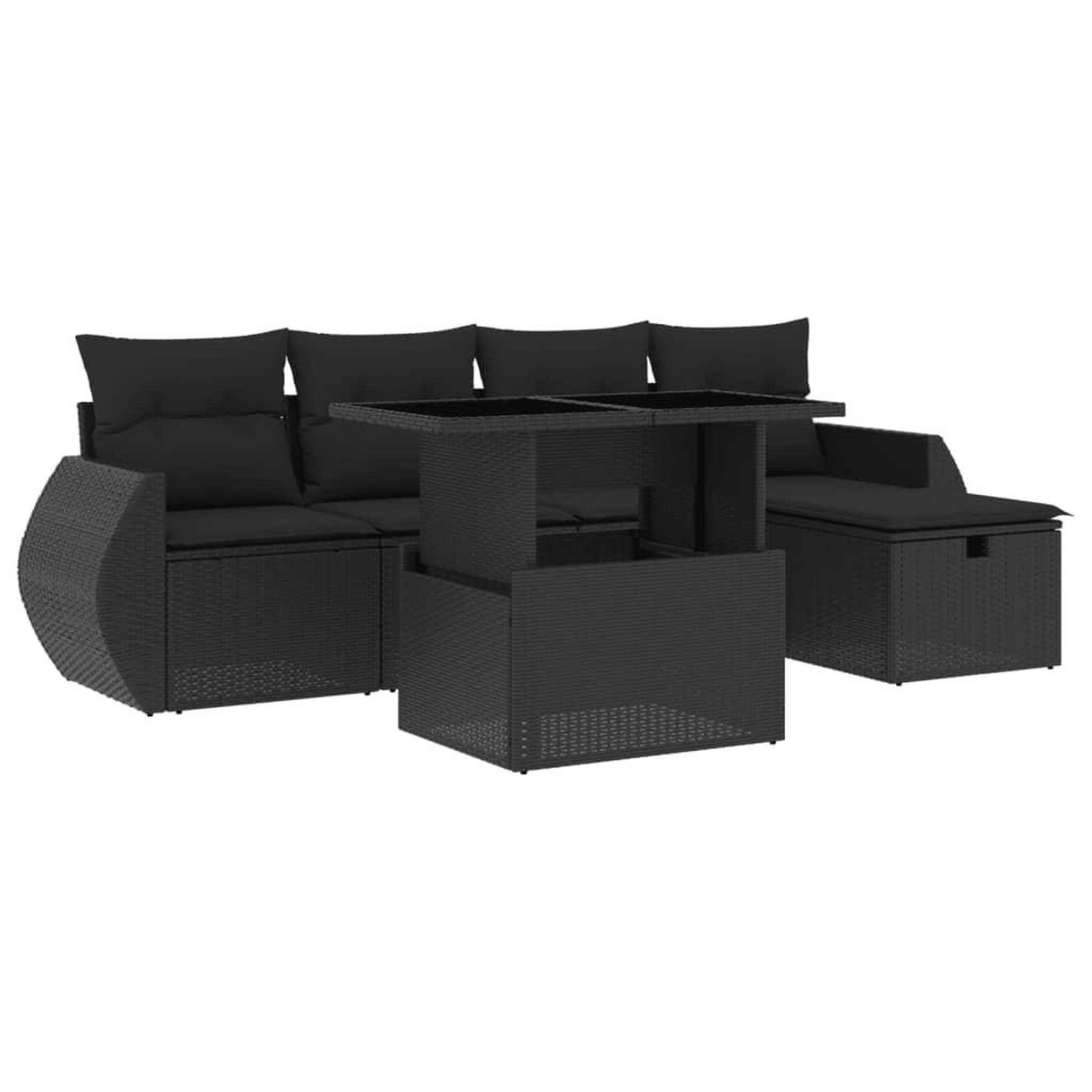 Voir la diapositive 2 : VIDAXL Salon de jardin 6 pcs avec coussins noir resine tressee