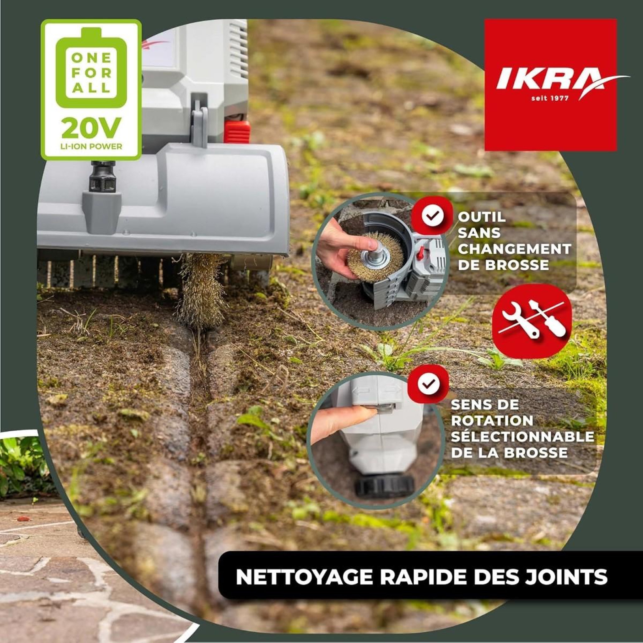 Voir la diapositive 5 : Ikra Nettoyeur de Terrasse sans fil Batterie 20V 2.0Ah Double brosses rotatives + Batterie & Chargeur Raccord tuyau d'eau IKRA